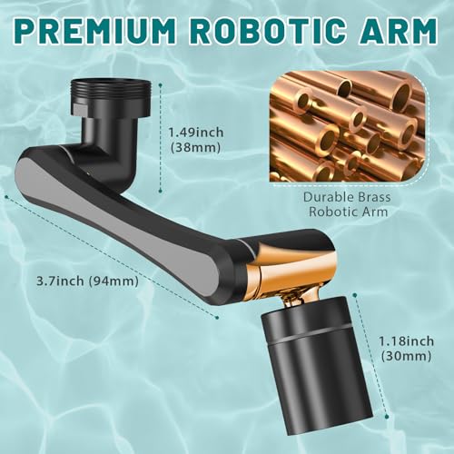 CECEFIN 1440 Swivel Faucet Extender for Kitchen/Bathroom Sink, NSF/ANSI 372 - color: B- Black- Swivel Faucet Aerator