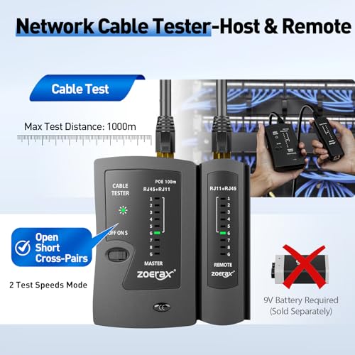 RJ45 Crimp Tool, Cat7 Cat6 Cat5 Crimping Tool Kit with Wire Cutter, Network Cable Tester, Mini Cable Stripper, 50xCat6 Connectors, 50xRJ45 Boots, Ethernet Crimper for Network Cable Installation