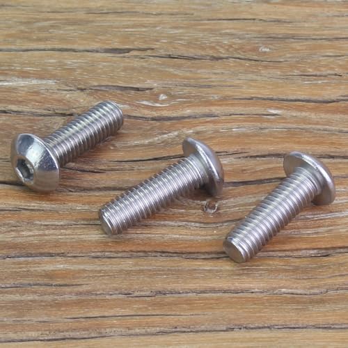 55 Pieces M5 x 16mm Button Head Socket Cap Screws, Thread Pitch 0.8mm, Sutemribor M5 Screws, 304 Stainless Steel, Fully Threaded, Silver - size: M5 x 16mm, style: Button Head