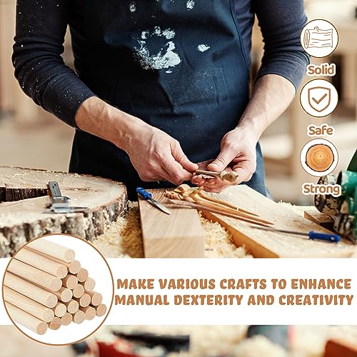 Leinuosen 50 Pcs Dowel Rods Wood Sticks 5/16 x 36 Inch Long Unfinished Wooden Dowel Rods for Crafts Wooden Closet Rod for Closet Building Mixing Creating Painting DIY Craft Projects - size: 5/16 x 36 Inch