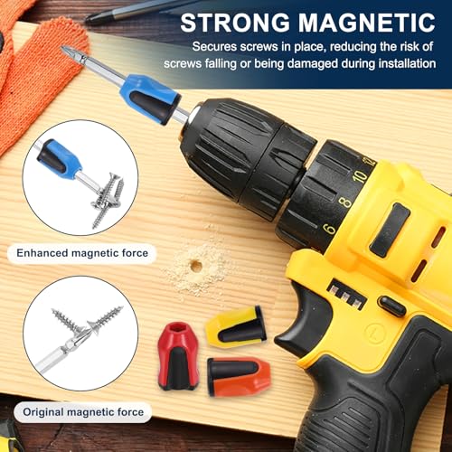 HARFINGTON 6pcs Screwdriver Head Magnetic Ring 9/32" Screwdriver Bit Holder Ring Universal Bit Holder for Hex Shank Drills Power Tools DIY Repair, Yellow Black - color: Yellow Black