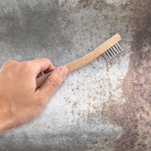 Wood Handle Wire Scratch Brush Sets (18, 18Pack-7.8in Stainless Steel Small Wire Scratch Brushes with Beech Wood Handle) ﻿