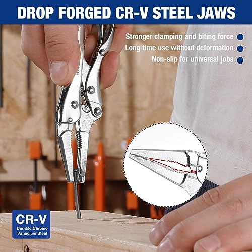 WORKPRO 4-1/2 inch Mini Long Nose Locking Pliers - size: 4-1/2"