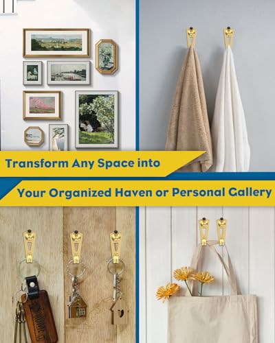 Uniclife 25 Pcs 30 lb Heavy Duty Picture Hangers for Drywall & Wood, Picture Hanging Hooks with Nails, Picture Hanging Hardware, Frame Hooks Picture Hooks for Hanging Photos Mirrors Paintings - size: 25 PCS, style: Gold