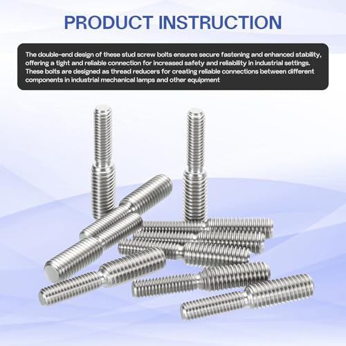 M10x20mm to M12x20mm Double End Threaded Stud Screw Reducing Bolt,304 Stainless Steel Thread Reducer Adapter for Furniture Fastener Welding, Hardware Connectors 10 Pack - size: M10x20mm to M12x20mm