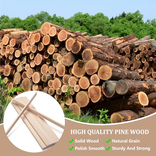 Wood Strips Slats for Wall, Wooden Dowels Wooden Sticks for Crafts 1/4" ×3/4" × 15", 15 PCS Wood Trim Planks Flat Lumber Boards Square Dowel Rods for Crafting, Woodworking, Model Making - size: 1/4 x 3/4 x 15 in - 15 PCS