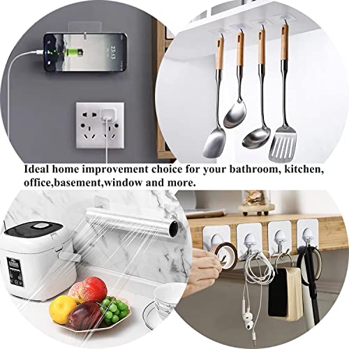 Adhesive Wall Hooks No Drill Clear Heavy Duty, 13LB Sticky 12 Pack - color: Clear, size: Medium 12 Pcs