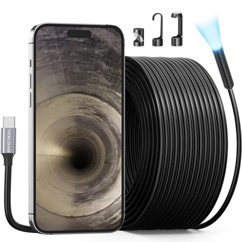Teslong 50FT USB C Borescope Camera with Light for iPhone 15/16/17 Android