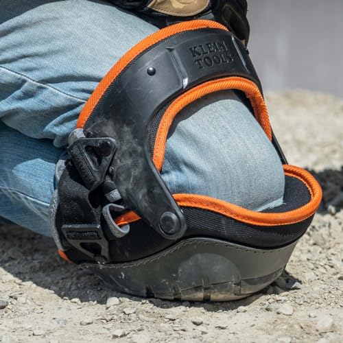 Klein Tools 60491 Hinged Knee Pads, Heavy Duty Gel Foam Protective Knee Pads with Quick-Fasten Buckle and Thigh Strap, Black - size: Standard