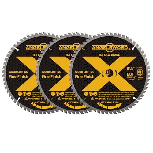 ANGELSWORD 8-1/4 Inch Table Saw Blade/Circular Saw Blade for Fine Finish Wood Cutting, 60T, 3 Pack