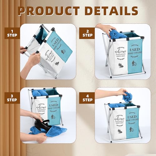 Wonderjune Foldable Disposable Shoe Cover Box Dispenser, Beige, Light Blue - color: Beige, Light Blue