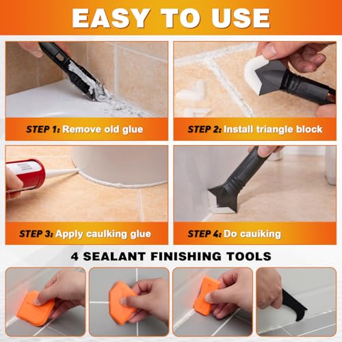 23 Pcs Tile Trowel Kit with Grout Float, Removal Tool, Silicone Caulking Tool, Grout Saw with 3 Blades, Sponges and Tile Trowels Set for Floor Wall Installation