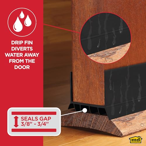 M-D Building Cinch® U-Shape Slide-On Under Door Seal, Black, 36in - color: Black, size: 36 Inch