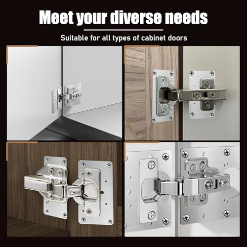 20 Pcs Cabinet Hinge Repair Plate, Stainless Steel Cabinet Hinge Repair Plate Kit with Mounting Screws, Stainless Steel CabinetRepair Board Door Hinges Mounting Plates (10 Half-square + 10Full-square) - size: 3.54 x 3.54 inches and 3.54 x 1.97 inches