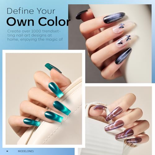 modelones Cat Eye Gel Nail Polish Set, Black Blue Purple Green Cateye Gel - color: A A A1-Aurora Dream