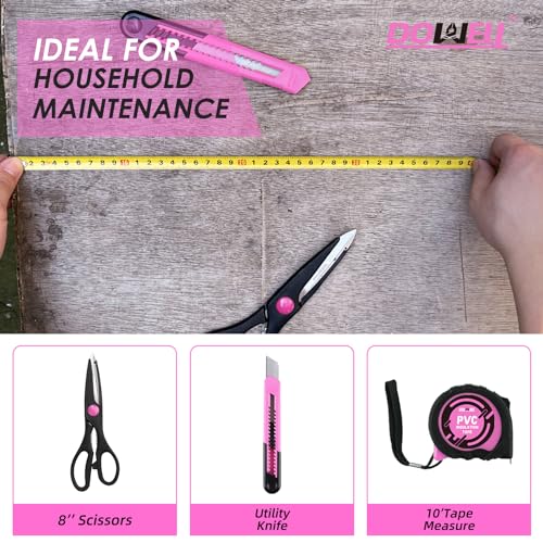 DOWELL Tool Set, 40 Pcs Tool Kit, Screwdriver Set With Storage Case, Pink - color: Pink