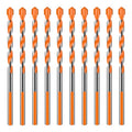 10Pcs 6mm Masonry Drill Bits,3 Flat Shank,Red Silver for Hammer Drill