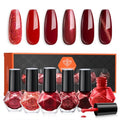 modelones Red Nail Polish Set, 6 Colors Cat Eye Dark Ruby Cherry Glitter - color: A1 Apple Red