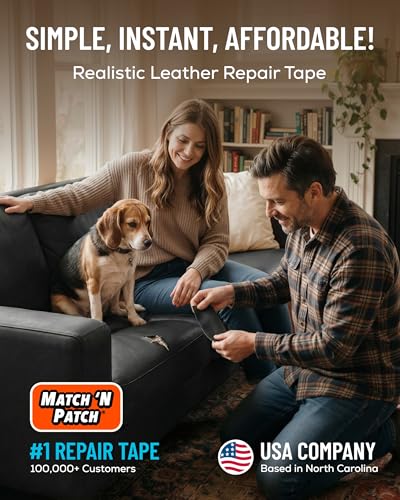 MATCH 'N PATCH Black Leather Repair Tape, 2.25" x 15' for Furniture - color: Black, size: 2.25" x 15'