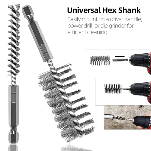 5Pcs 7/16" Stainless Steel Wire Bore Brush for Power Drill Cleaning - size: 11mm | 7/16"
