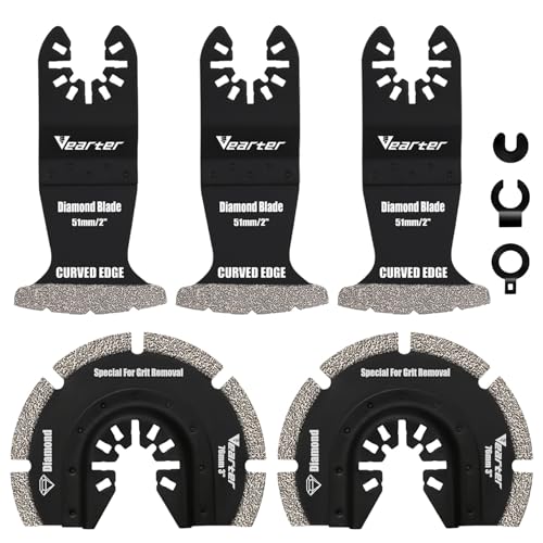 Diamond Oscillating Multi Tool Blade 5PCS, Grit Grout Removal