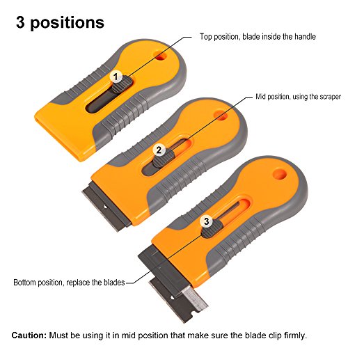 EHDIS Car Sticker Remover Glass Cooktop Razor Scraper with 10pcs Replace Blades for Label,Glue,Paint,Adhesive Remover,Oven Door, Stove Cleaning-Yellow - color: Yellow