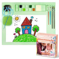 Silicone Painting Mat, Art Mat with Cup and Paint Brush Cleaner Tool - color: Green