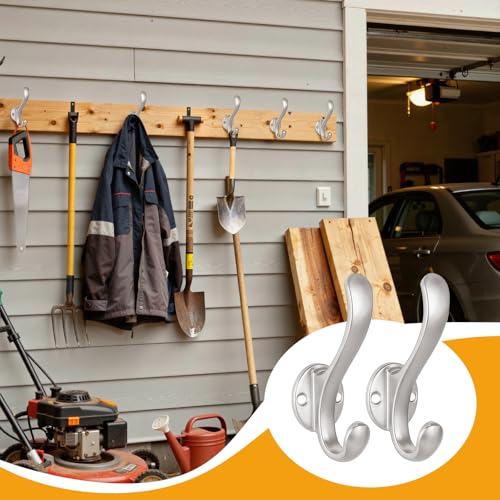 4 Pack Coat Hooks Wall Mount Heavy Duty Utility Retro Double Hooks for Hanging Coats,Hat, Towel, Key, Robe, Scarf, Bag, Cap (Silver) - color: 4 Pack-Silver