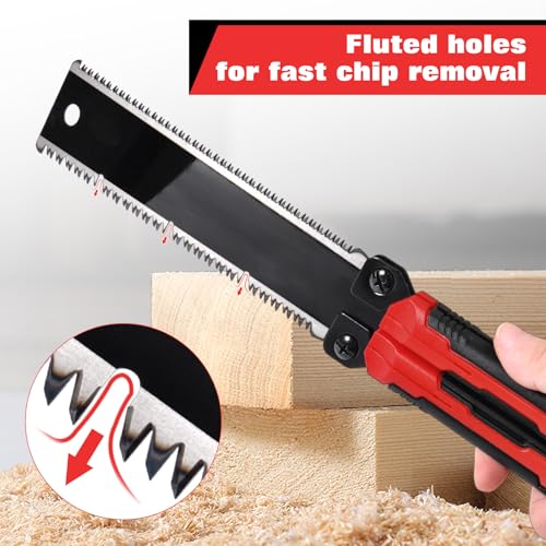 8-Inch Folding Japanese Pull Saw, Double-Edged Hand Saw with SK5 Blade(13/14 TPI), Pocket Camping Saws with Portable Pouch & Brush, Woodworking Flush Cut Pruning Saws for Hard/Soft Wood