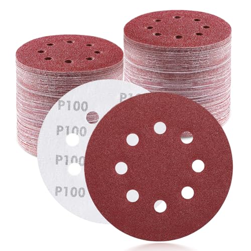 100Pcs 5 Inch Sanding Discs 100 Grit, Round Hook and Loop Sandpaper for Random Orbital Sander Pads(100 Grit) - style: 100G 100pcs