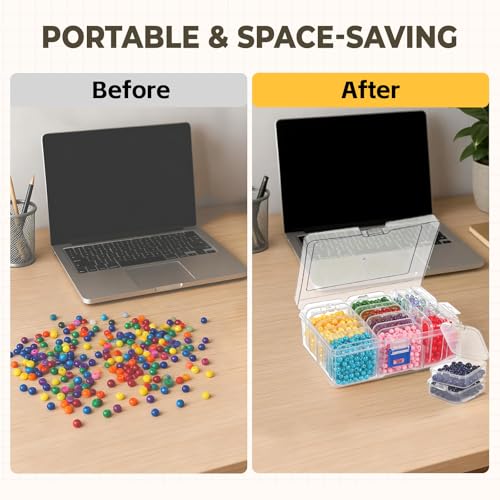 15pcs Small Bead Organizer Box with Hinged Lids, 2.2x2.2x0.79 Inch Clear Plastic Storage Containers for Diamond Painting Art, Craft, Nails, Screw & Mini Parts