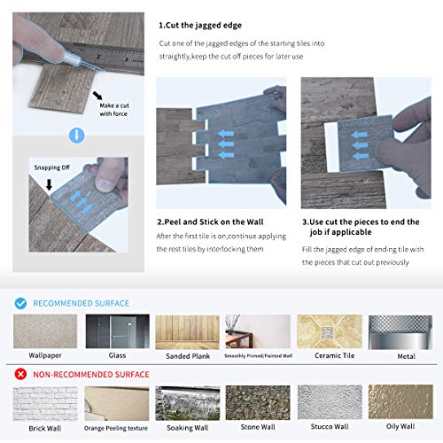 Art3d 10 Sheet (Pack of 10) Wall Panel Wood, Gray - color: Gray, size: 10 Sheet