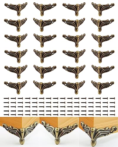 24 PCS Antique Brass Box Legs Feet for Wood Jewelry Trinkets Storage Chest - color: Bronze(24 Pack）