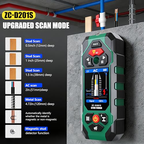 Stud Finder Wall Scanner with Laser Measure and Level 10 in1 Wall Detector - color: Green