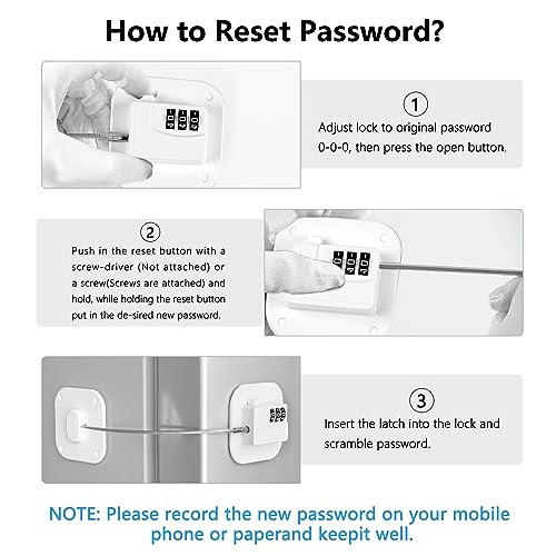 Refrigerator Lock, Heavy Duty Fridge Lock, Combination Lock for Refrigerator Cabinets, Drawers, Safety Lock, Easy Install No Keys Needed (White-4Pack) - color: White-4Pack