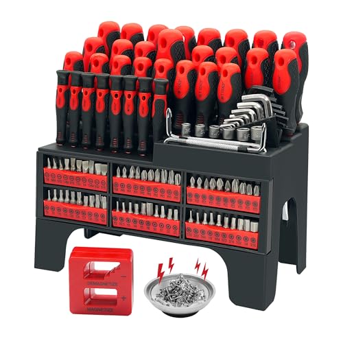 118PCS Magnetic Screwdriver Set, Screwdriver Set with Plastic Racking, Precision Screwdriver, Magnetizer Demagnetizer and Magnetic Bowl, Repair Tools Set for DIY and Home Improvement