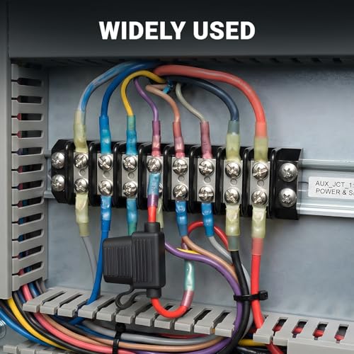 112Pcs Marine Grade Heat Shrink Ring Connectors Kit #10,1/4",5/16",3/8", Thickened Tinned Red Copper Wire Terminals, 3:1 Waterproof Insulated Crimp Connector Assortment for Boat Automotive RV