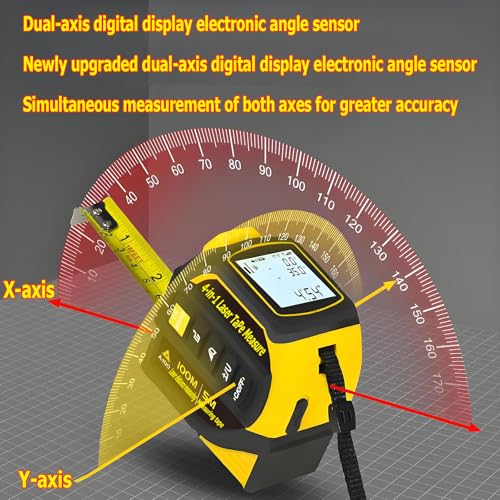 4-in-1 Laser Digital Measuring Tape & 60m/197ft Laser Distance Meter - color: Yellow, size: Laser 197 ft