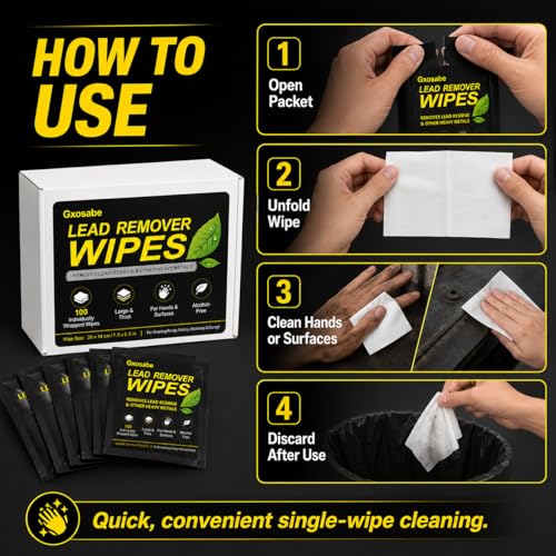 Lead Cleaning Wipes, 100 Individually Wrapped, Alcohol-Free, 7.9 X 5.5 inch