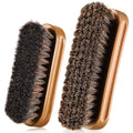 2 Pcs Horsehair Shine Shoes Brush Kit Polish Dauber Applicators Cleaning Leather Shoes Boots Care Brushes Suede Cleaner Brush(Wooden Concaved Brush) - style: Wooden Concaved Brush