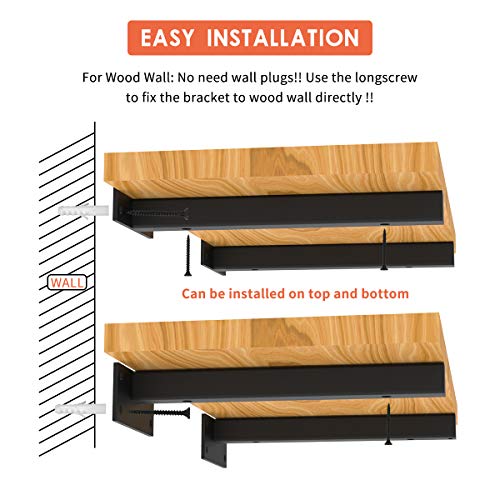 Jorohiker Heavy Duty Floating Shelf Brackets 8 Inch,6 Pack (Black) - size: 8 Inch