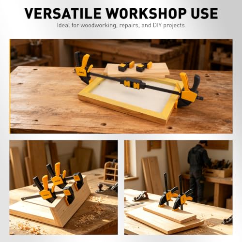3-Pack Wood Clamps for Woodworking, 6 Inch Bar Clamps with Clamp Connector, Quick-Release Wood Clamps with 150 LBS Load Limit, Trigger Clamp Set for Woodworking DIY Projects - style: 2-Piece 6" 150lbs with clamp connector