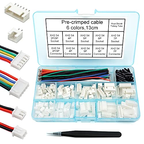 2.54mm XH Connector Socket Kit with pre-Crimped Cable Wire 2/3/4/5/6/7 Pin Housing JST Adapter Cable Male and Female Compatible with JST-XH Connector (Connector&Socket) - style: Connector&Socket