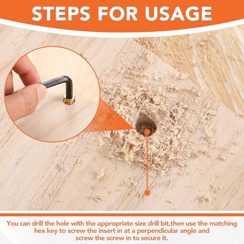 32 Sets Threaded Inserts for Wood Furniture Screws - size: 1/4-20 x 25/32"-60Pcs