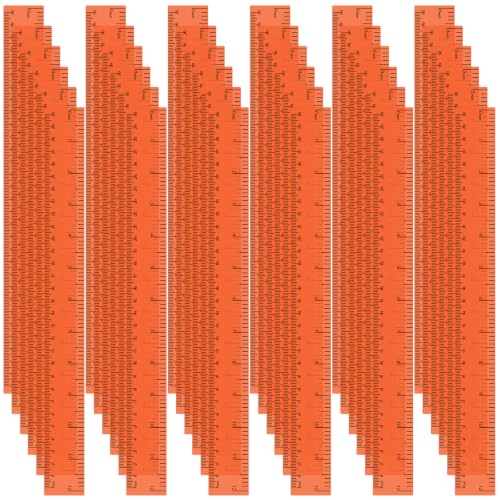36 Pcs 12" Clear Orange Plastic Rulers, Back to School Measuring Supplies - color: Orange