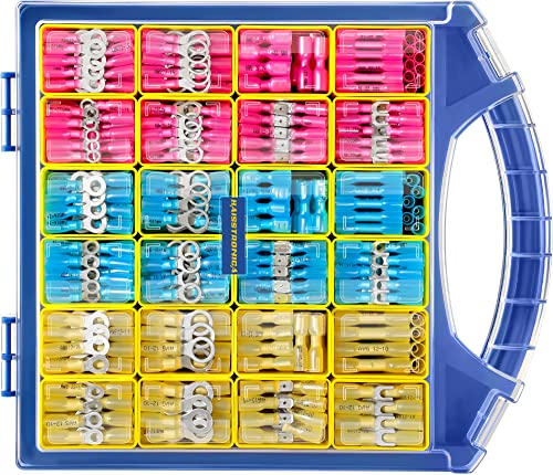 haisstronica 620PCS Heat Shrink Wire Connectors, 22-10 AWG, 3Colors/24Sizes - size: 620