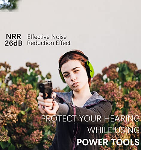 PROHEAR 016 Ear Protection Safety Earmuffs for Shooting, NRR 26dB Hearing Protector with Low-Profile Earcups, Compact Foldable Ear Defenders for Gun Range, Hunting (Fruit Green) - style: Passive – Green
