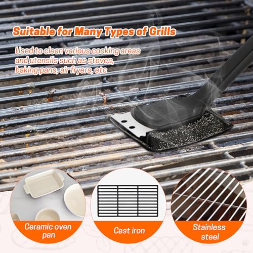 Grill Brush with Scraper Set 2 PCS Stainless Steel Wire Brush with Spatula and Bristle Free Steam Cleaner for BBQ Grill Cleaning Barbeque Grill Brushes - size: 16 inch (2-Pack)