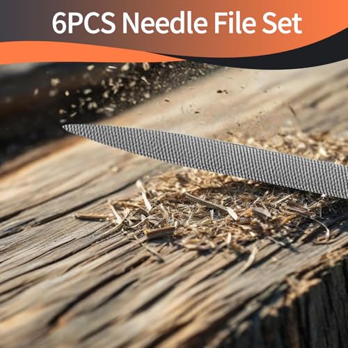 KUZURYU 6-Piece Metal Needle File Set - Hardened Alloy Steel Includes Flat, Warding, Square, Triangular, Round, and Half-Round Files - size: Needle File-6PCS
