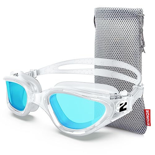 ZIONOR Swim Goggles, G1 SE Swimming Goggles Anti-Fog for Adult Men Women - color: B4-clearblue Lens Clear Frame